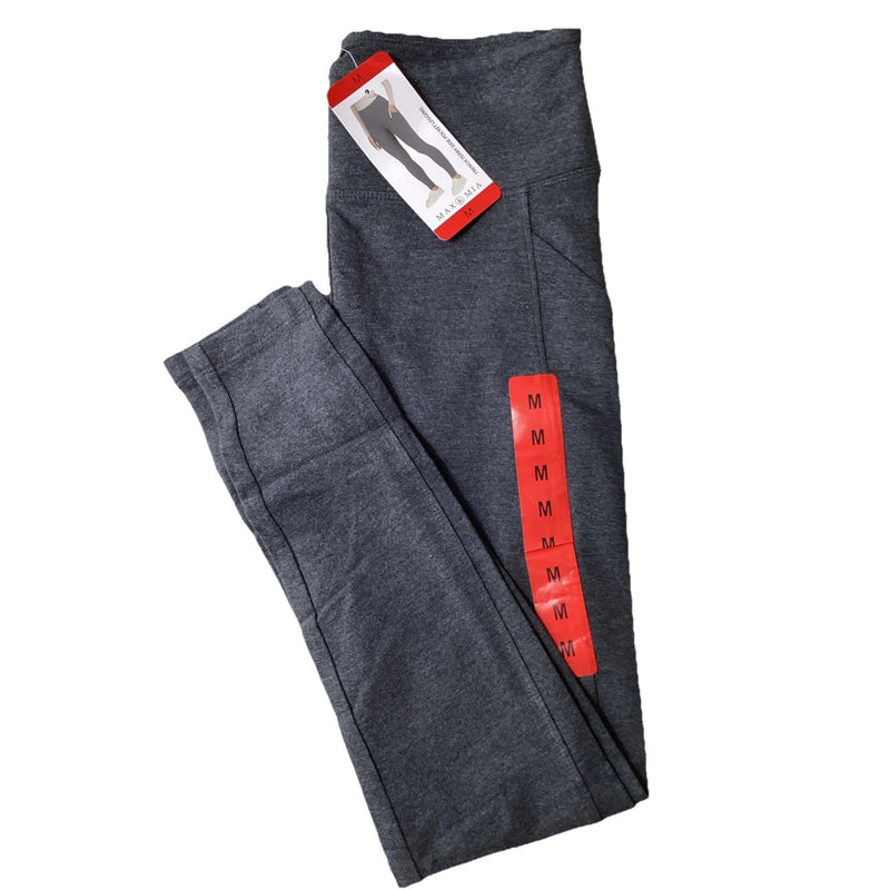 Max & Mia Women's French Terry Side Pocket Leggings, Heather Charcoal, Size: M