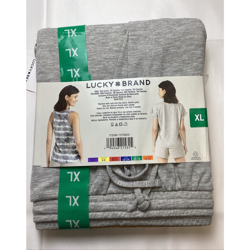 Lucky Brand Women's 3-Piece Sleep Set, Tee, Tank & Pant, Color: Heather Gray, XL