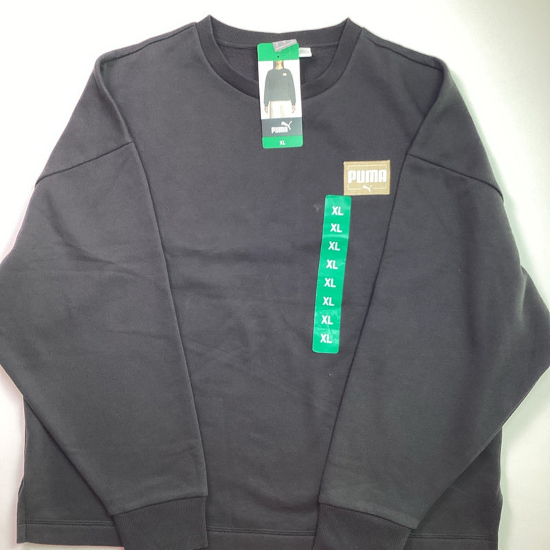 Puma Ladies' Fleece Long Sleeve Crewneck Sweatshirt Pullover, Black, Size: XL