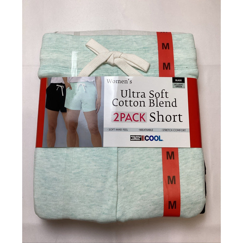 Women's 32 Degrees Cool Ultra Soft Cotton Blend Pull on Shorts 2-Pack, Size: M