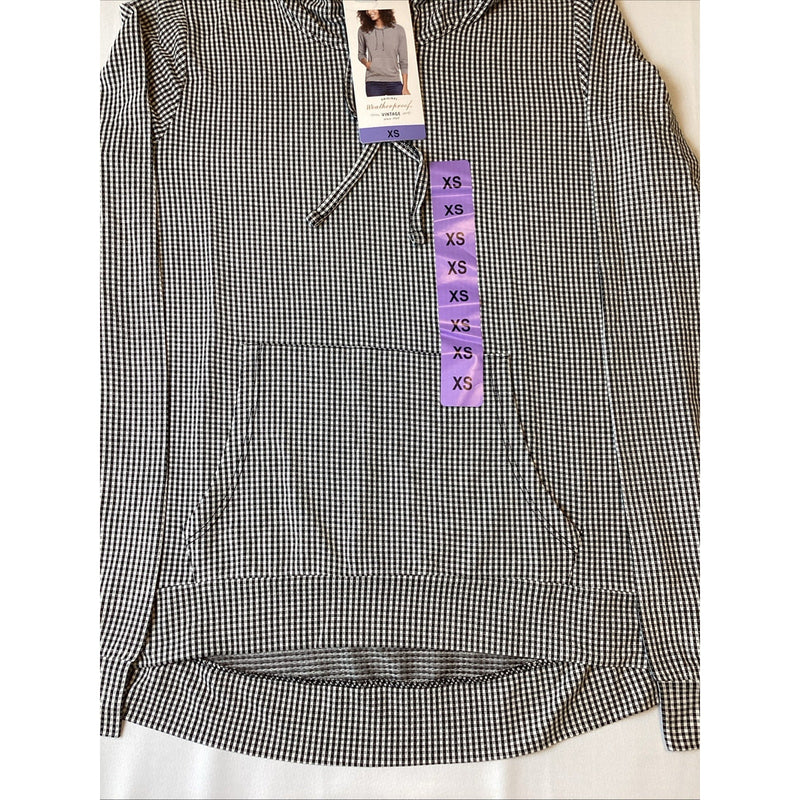 Weatherproof Vintage Women's Lightweight Gingham Hoodie, Black/White, Size: XS