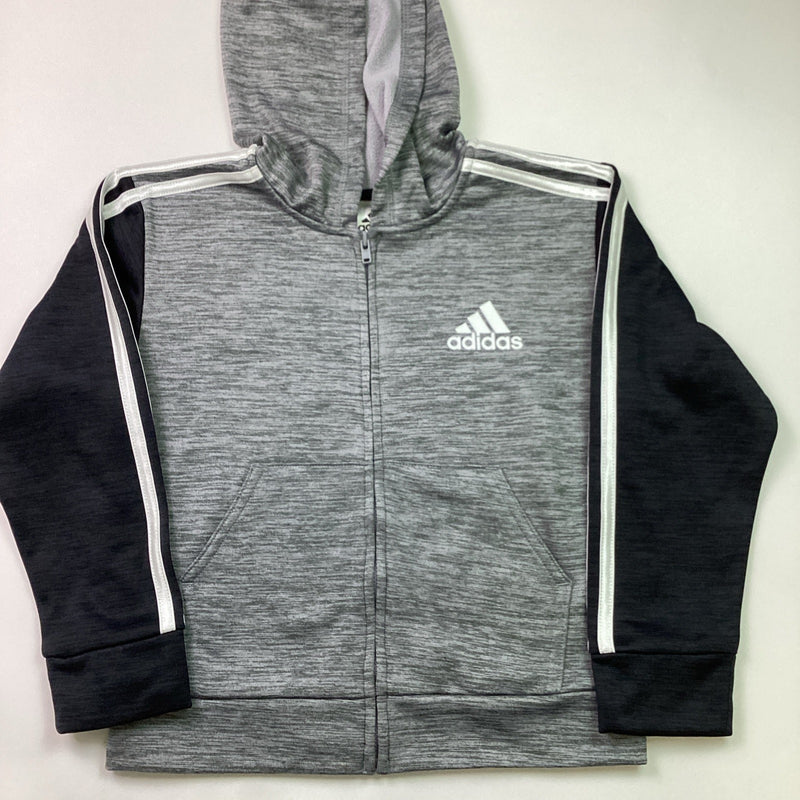 Adidas Youth Boys Kids 2-Piece Striped Hoodie & Jogger Set, Black/Gray, Size 5