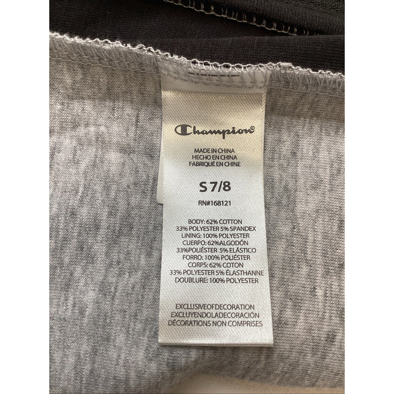Champion Youth Active Full Zip Hoodie Breathable Pockets, Gray/Black, Size S 7/8