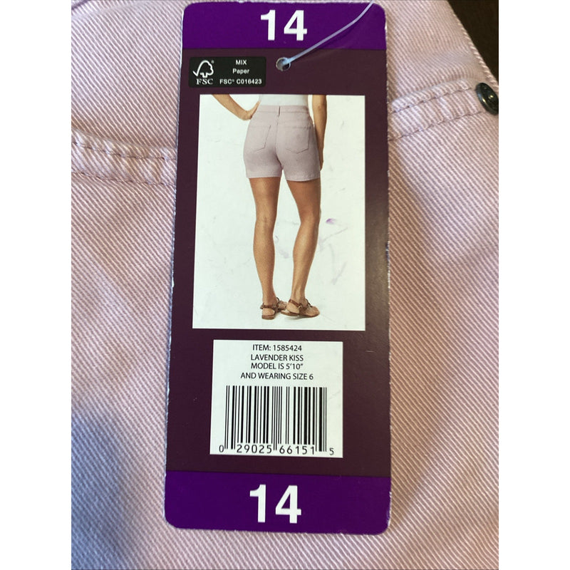 Gloria Vanderbilt Women's Amanda Shorts High Rise, Lavender Kiss, Size: 14