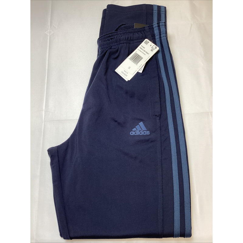 Men's Adidas Tricot Zip Leg Athletic Track Pants, Navy w/Blue Stripes, Size: S