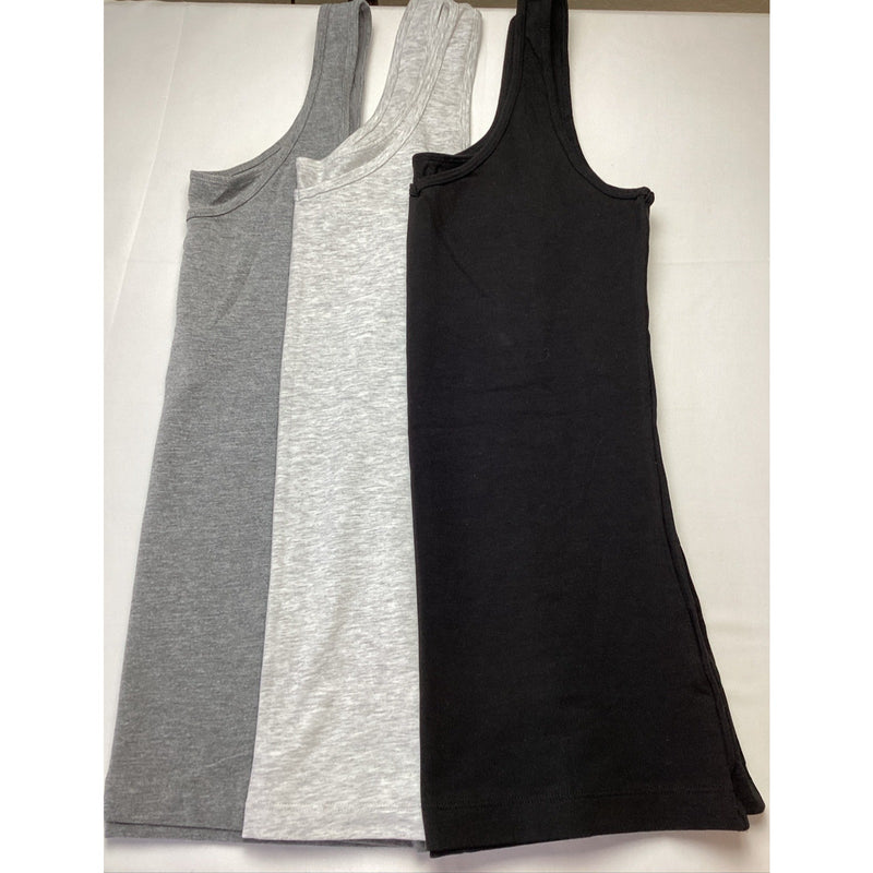 Felina 3-Pack Layering Cotton Stretch Tank Tops, Small - Black, White & Grey NWT