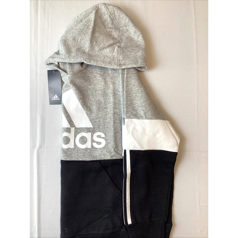 Adidas Boys Youth Pull-Over Hoodie, Black & Gray, Size: L 14/16