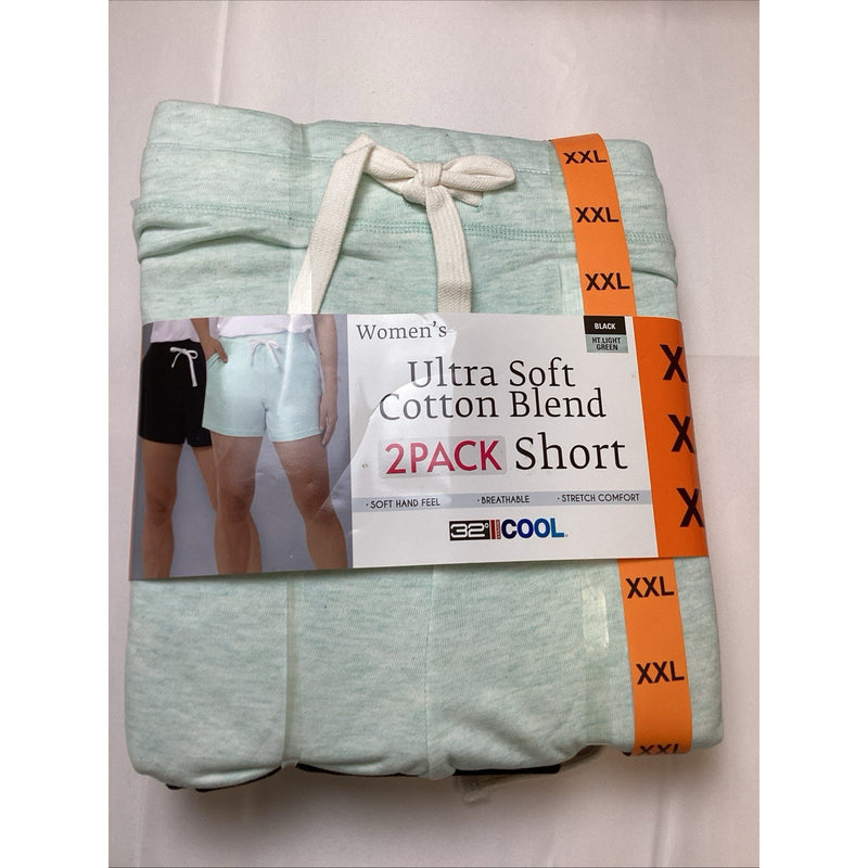 Women's 32 Degrees Cool Ultra Soft Cotton Blend Pull on Shorts 2-Pack, Size: XXL