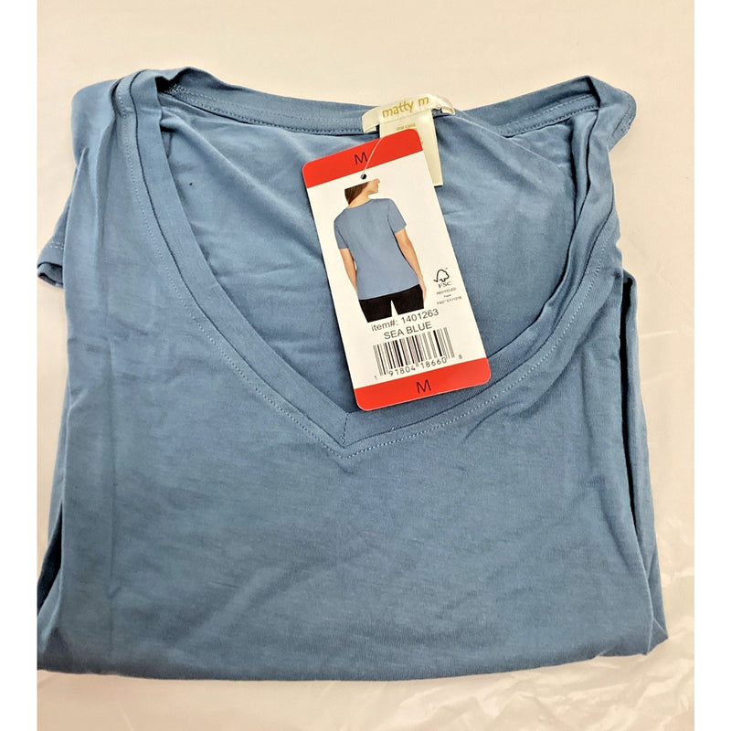 Matty M Women's V Neck Short Sleeve Side Tie Blouse - Size Medium