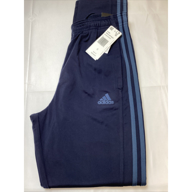 Men's Adidas Tricot Zip Leg Athletic Track Pants, Navy w/Blue Stripes, Size: S