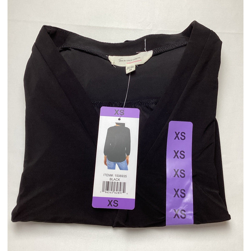 Two by Vince Camuto Women's V-Neck Blouse, 3/4 Sleeve, Black, Size: XS