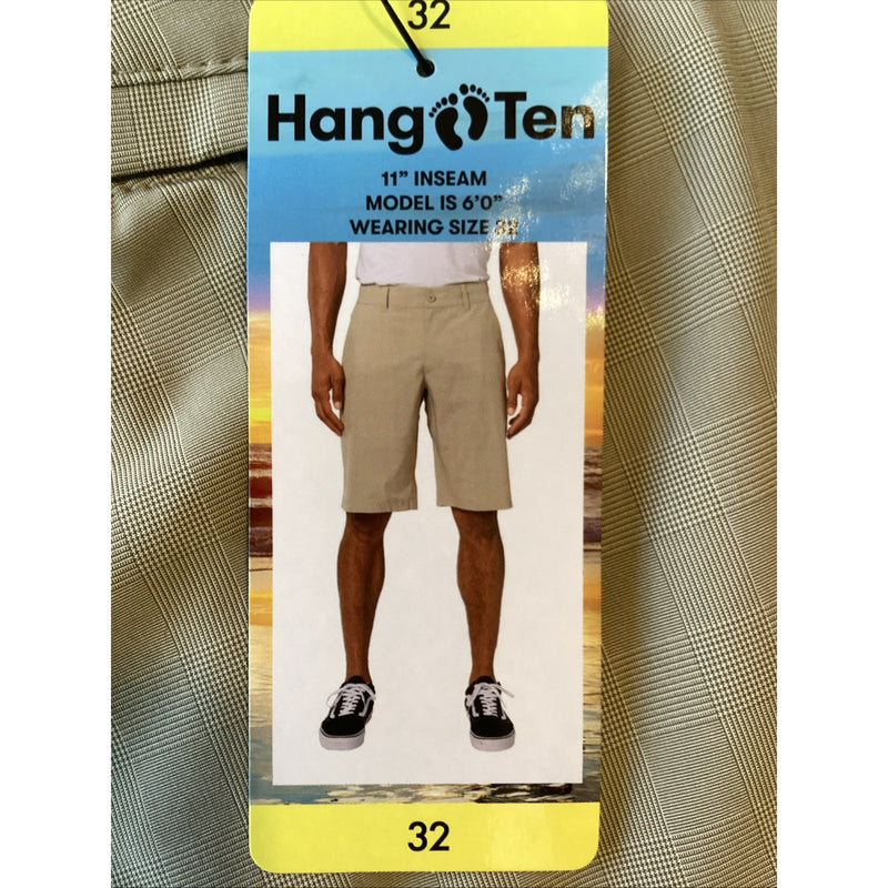 Hang Ten Men's Lightweight 4 Way Stretch Quick Dry Shorts, Khaki, Size 32