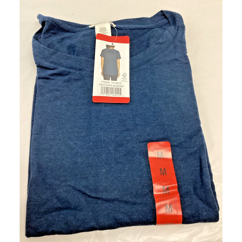 Matty M Women's French Terry Roll Cuff Tee - Heather Marine Blue - Size: Medium