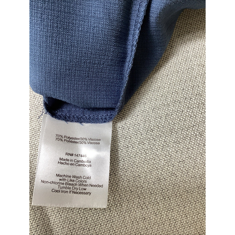 Men's Hang Ten Casual Button Up Short Sleeve T-shirt, Blue, Size: XXL