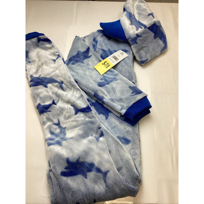 Saint Eve Youth Hooded Fleece Blanket Sleeper Blue Shark, Size: Small 7/8