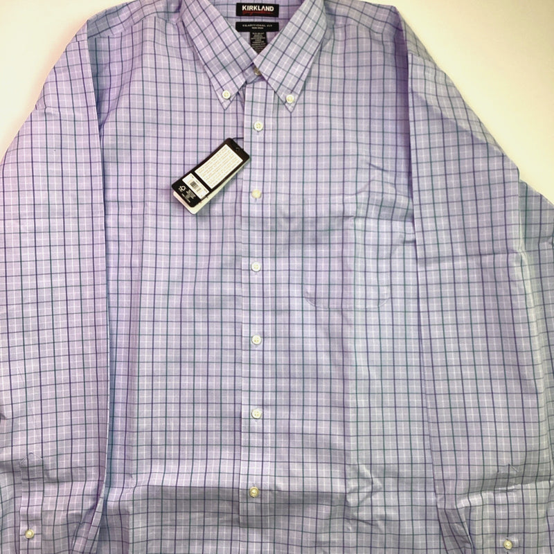 Kirkland Signature Traditional Fit Long Sleeve Dress Shirt, Blue Size 16.5-36/37
