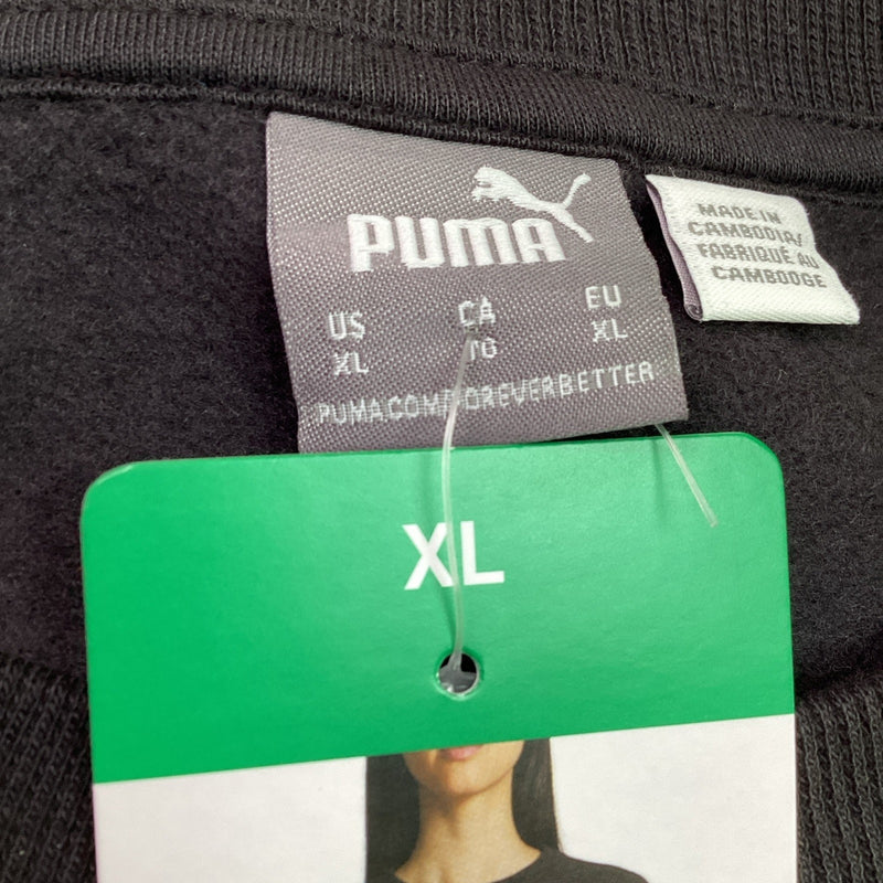 Puma Ladies' Fleece Long Sleeve Crewneck Sweatshirt Pullover, Black, Size: XL