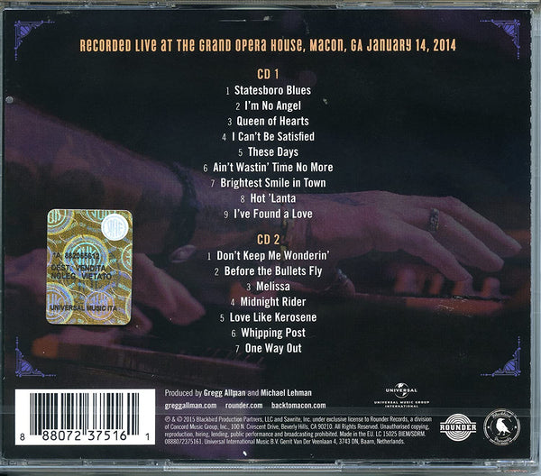 Gregg Allman Live: Back To Macon, GA (2CD) - LV'S Global Media